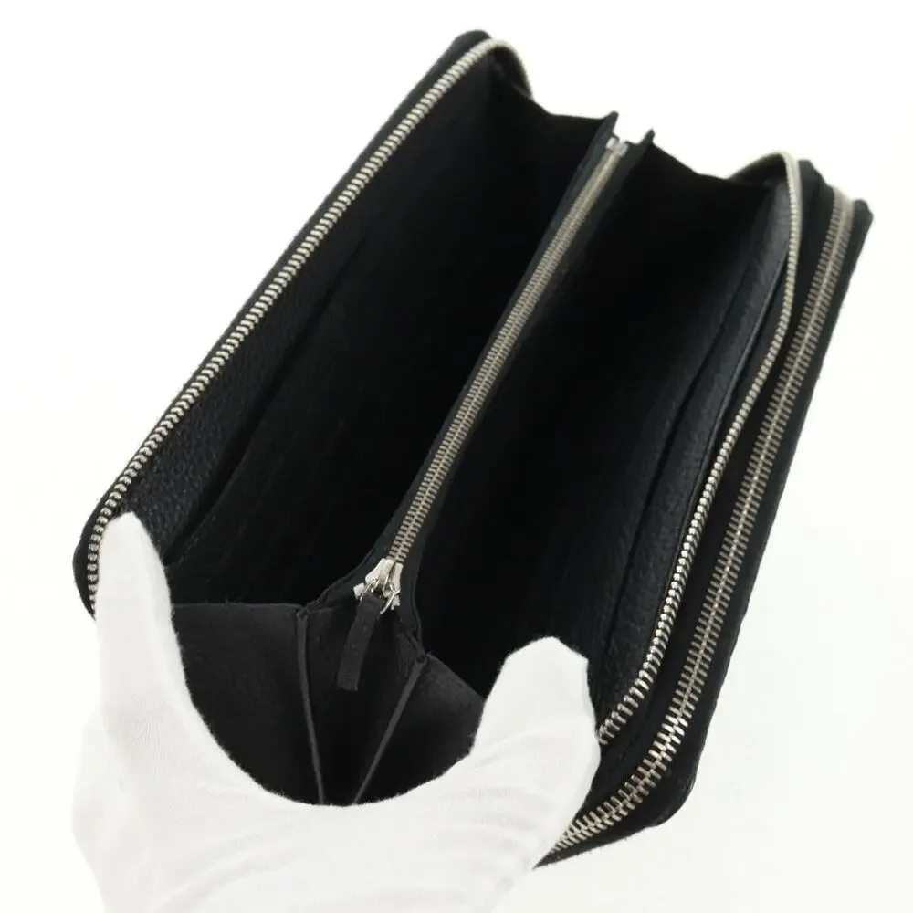 Fendi Leather Selleria Double Zip Organizer Wallet Black